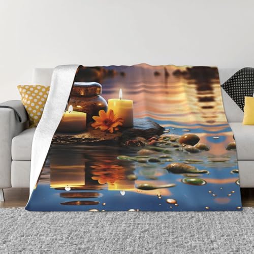 Ultra-Soft Micro Fleece Blanket Lightweight Flannel Fuzzy Blanket Candles Meditation Stones Throw Blanket 40"x30" Warm Cozy Plush Blanket Air Conditioning Quilt Large Fleece Blanket for Bed Couch Sofa - size: 40"x30"