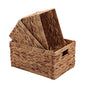 Storage Baskets,Woven Natural Water hyacinth Box with Handle,Kingwillow.(Set of 3) - size: Set of 3