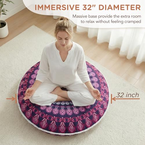 Codi 32 Inch Round Floor Pillow, Large Meditation Pouf Cushion , Memory Foam Stuffer Circle Throw Pillows - (Purple Orchid, 1 Count (Pack of 1))