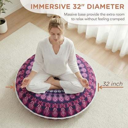 Codi 32 Inch Round Floor Pillow, Large Meditation Pouf Cushion , Memory Foam Stuffer Circle Throw Pillows - (Purple Orchid, 1 Count (Pack of 1))