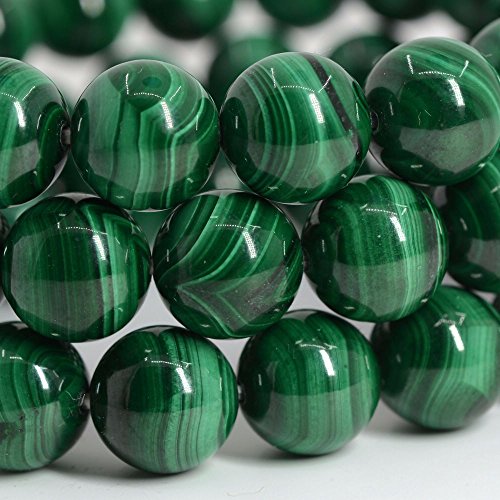 Justinstones Gem Semi Precious Gemstone 10mm Round Beads Stretch Bracelet 7 Inch Unisex - color: AAA Malachite