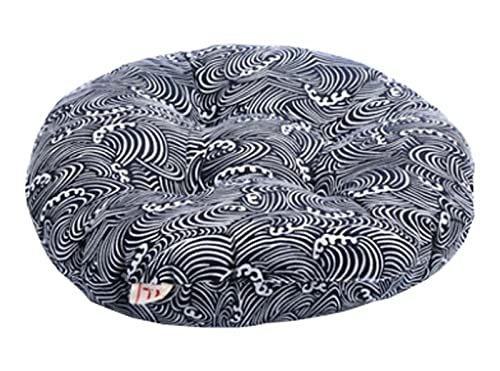 ZEALMAX Japanese Style Meditation Cushion, Round Linen Yoga Bolster Tatami Floor Pillow Cushion, Blue, 40 cm (15.7 Inches)