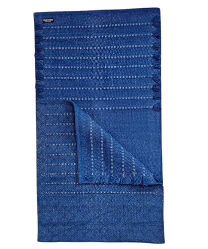 Indian Handmade100 % Organic Anti Skid Multi Colour Cotton Yoga Mat - Eco-Friendly Hand-Woven Rug - Non-Slip & Thick (24”x72”x5mm) for Hot yoga & Everyday Fitness at Home - Comfortable & Foldable Extra-Long Mat - color: Royal Blue