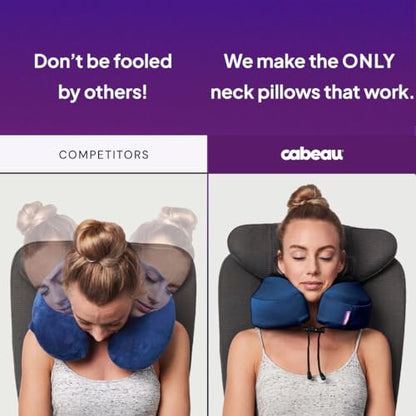 Cabeau Evolution S3 Travel Pillow – Straps to Airplane Seat – Ensures Your Head Won’t Fall Forward – Relax with Plush Memory Foam – Quick-Dry Fabric Keeps You Cool and Dry (Indigo)…
