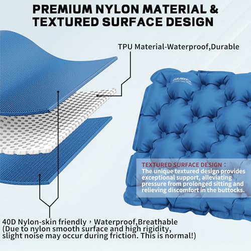 EULANT Inflatable Seat Cushion Lightweight Compact Stadium Seat Pad Camping Travel Air Seat Cushion for Airplane Hiking Bleachers Office Home Sports Events(Blue) - color: Blue