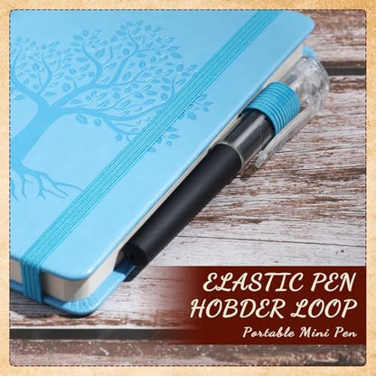 Tree Small Notebooks Pen bulk Leather Lined Pocket Subject Journals Notebooks Hardcover Pocket Cute Ruled Leather Notepad with Pen Holder for Men Women School Business, A6(Stylish Color,30 Set)