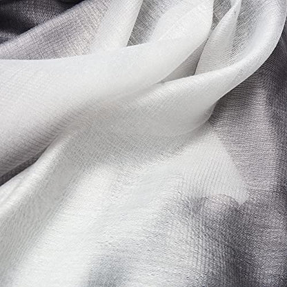 Cotton Silk Scarf Elegant Soft Wraps Color Shade Scarves for Women - color: Gradient - Dark Grey