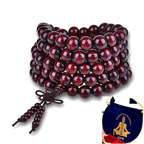 Rosewood Mala Beads Necklace - 10mm Beads, Handmade, Stretchable, Grounding Grace Rosary