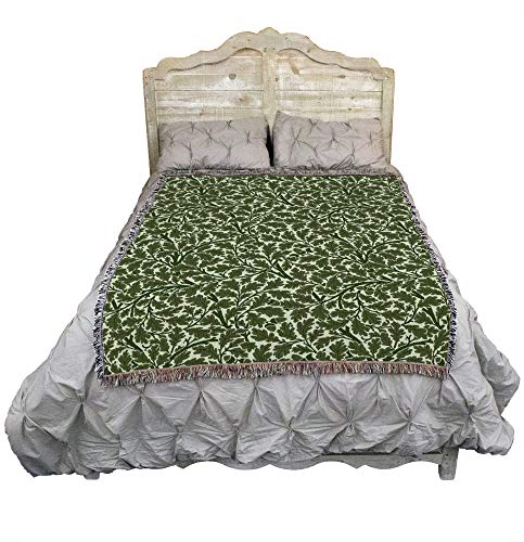 Pure Country Weavers William Morris Oak Tree Green Blanket - Arts & Crafts - Gift Tapestry Throw Woven from Cotton - Made in the USA (72x54) - color: Green, size: Large