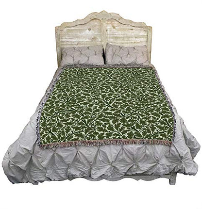 Pure Country Weavers William Morris Oak Tree Green Blanket - Arts & Crafts - Gift Tapestry Throw Woven from Cotton - Made in the USA (72x54) - color: Green, size: Large