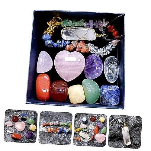 COLLBATH 1Set Delicate Healing Crystal Chakra Pendant Present Box Portable Meditation Stones for Yoga Decoration Personal Present for Meditation Enthusiasts