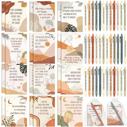Mooliwe 96 Pcs Positive Affirmation Gift Set Gratitude Notebooks with Pens Small Bags Motivational Encouragement Notepads Daily Affirmations Journal for Women Stress Relief Self Care (New Mom) - style: New Mom