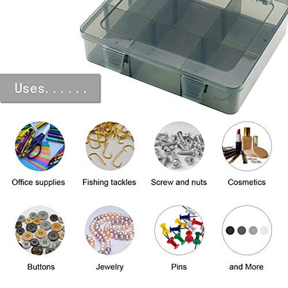 9 Grids Art Craft Supply Organizer Storage Containers, Compartment Storage Box with Removable Dividers for Jewelry, Beads, Buttons, Small Parts - size: 9 Grids 1 Pack