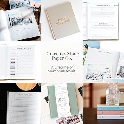 DUNCAN & STONE PAPER CO. Travel Journals - Elegant Journaling Notebook To Record All Your Travel Adventures Up To 15 Trips (Rose,110 Page) - color: Rose