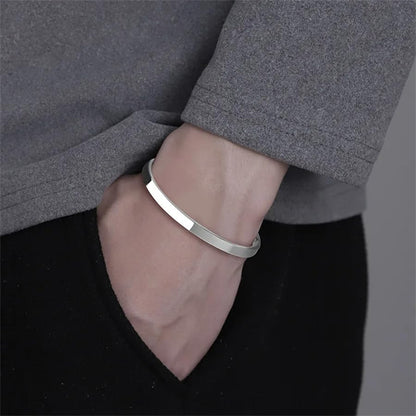 6mm wide tri-color optional bracelet stainless steel classic simple solid color polished open adjustable cuff bracelet