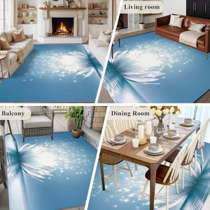 9x12ft Rectangle Rug,Meditation Lotus Flower Washable Area Rugs Non-Slip Accent Rug Asian Zen Spiritual Soft Circle Carpet for Living Room Bedroom Home Office Decor - size: 108x144in