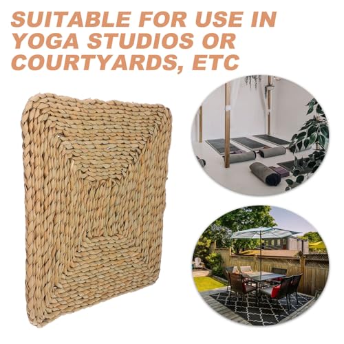Outanaya Straw Woven Yoga Floor Cushion Mat for Meditation and Sitting Natural Seat Pad for Window and Outdoor Use Handmade Design