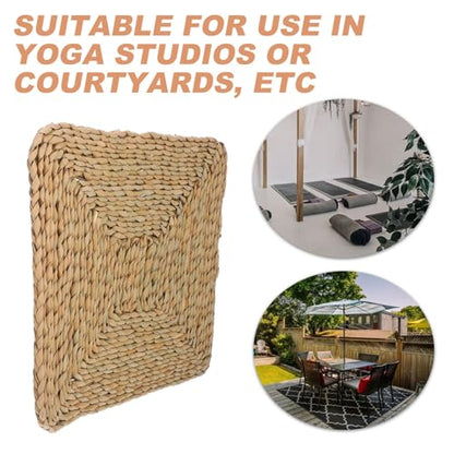 Outanaya Straw Woven Yoga Floor Cushion Mat for Meditation and Sitting Natural Seat Pad for Window and Outdoor Use Handmade Design