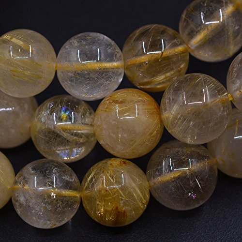 Justinstones Gemstone Crystals Chakra Beads Bracelet Crystal Healing 10mm Round Stretchable Bracelet for Her Gift - color: Gold Rutilated Quartz