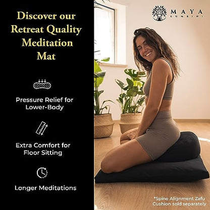 Organic Meditation Mat Zabuton/Floor Pillow - 3 & 4 Inch Thickness Options - Prevents Knees & Legs Pain