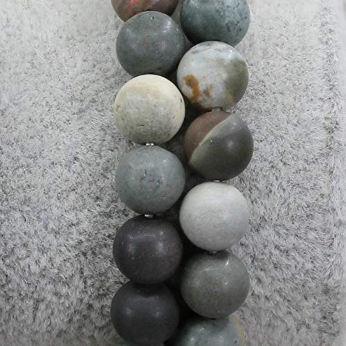 Amandastone Natural Gemstone 8mm Round Beads Stretch Bracelet 7 Inch - color: Matt Polychrome Jasper
