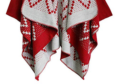 Urban CoCo Women's Color Block Shawl Wrap Open Front Poncho Cape - color: Series 26-red