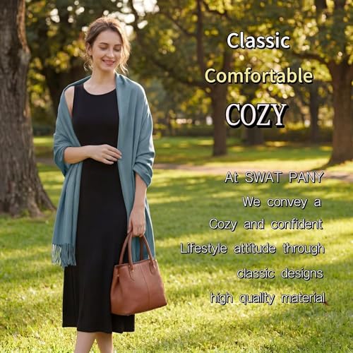 Pashmina shawls and wraps for Evening Dresses Scarf for Women Winter Shawl Wraps for Women Weedings - color: Blue