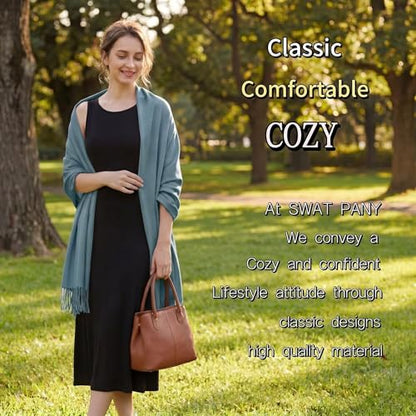Pashmina shawls and wraps for Evening Dresses Scarf for Women Winter Shawl Wraps for Women Weedings - color: Blue