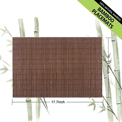Set of 4 Pcs Bamboo Placemats Natural Anti-Slip Bamboo Placemats Washable Heat-Resistant Table Mats for Dining Room and Kitchen（Chocolate） - color: Chocolate, size: Set of 4