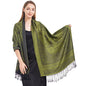 Ciormis Two Tone Silky Paisley Pashmina Shawl Scarf,Soft Women's Rave Jacquard Pashminas Wrap Scarves - color: B#. Green Paisley