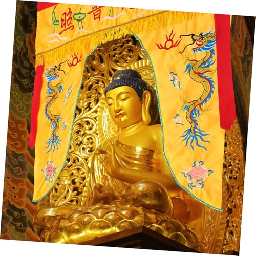 Cabilock Buddhist Temple Embroidered Hanging Curtain Worship Cloth Decorative Buddha Cover for Spiritual Adornment for Meditation Spaces