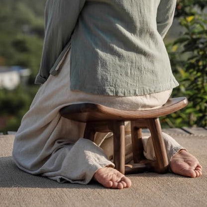 Solid Wood Meditation Stool, Chinese Zen Meditation Stool, Mortise and Tenon Craft Kneeling Stool, Black Walnut Solid Wood Meditation Stool, Compact and Portable,B and Cushion - color: B and Cushion