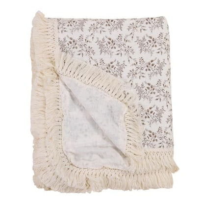 vctops Muslin Baby Blanket with Tassels 100% Cotton Leaf Print Swaddle Blankets 39"x47" Lightweight Soft Breathable Gauze Blanket for Sleeping (Leaf B,39"x47") - color: Leaf B, size: Baby(39"x47")