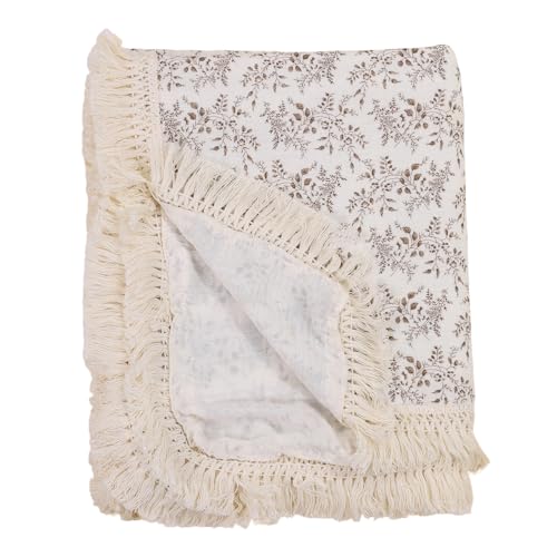 vctops Muslin 100% Cotton Throw Blanket for Couch Breathable Gauze Bed Blankets with Tassels Soft Cozy Lightweight Leaf Print Throws for Sofa, Bed, Travel (Leaf B,50"x70") - color: Leaf B, size: Large Throw(50"x70")