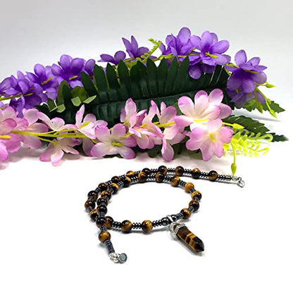 Healing Stress Anxiety Meditation Grounding Energy Gemstone Necklace Series - color: Healing Gemstone Necklace Series-Natural Tiger Eye -8 mm 18 inch- Stone