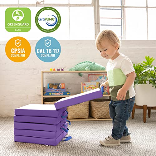 ECR4Kids SoftZone Square Floor Cushions with Handle, Flexible Seating, Purple, 6-Piece - color: Purple