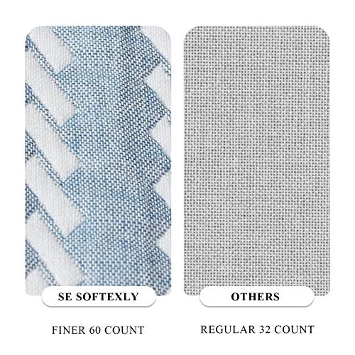 SE SOFTEXLY Muslin Blanket Throw 50x60, Jacquard Summer Cooling Blanket Cozy Organic Egyptian Cotton Bed Spread for Bed Couch Breathable Lightweight Keep Body Cool for Hot Sleepers - color: Vertical Lake Blue