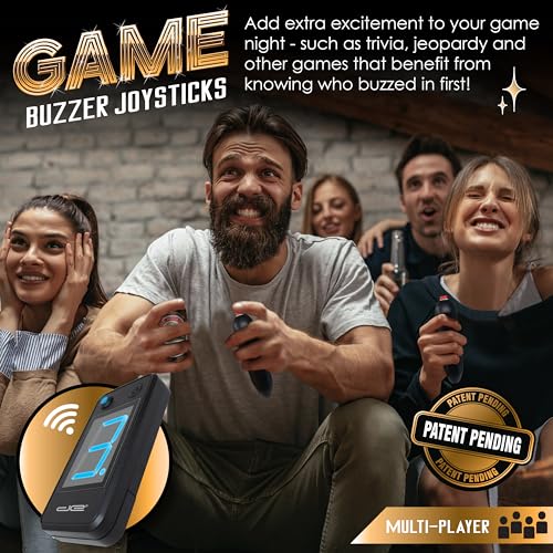 Digital Energy Wireless Handheld Game Buzzer System - Console Displays First Buzz-in - Great for Jeopardy, Family Feud, Trivia and Buzzer Games - 4 Joystick Buzzers - size: 4 Player