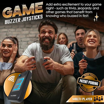 Digital Energy Wireless Handheld Game Buzzer System - Console Displays First Buzz-in - Great for Jeopardy, Family Feud, Trivia and Buzzer Games - 4 Joystick Buzzers - size: 4 Player