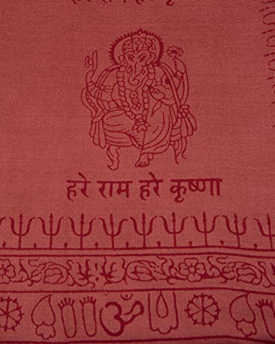 Yoga Scarf Meditation Shawl Large Wrap Hindu Prayer Stole OM Ganesha print - color: Red