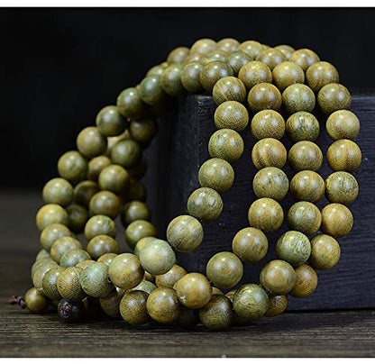 JAJAFOOK Mala Beads Bracelet 108 6/8/10/12mm Prayer Beads Tibetan Mala Bracelet Necklace Meditation Green Sandalwood Elastic - style: 12mm*108beads