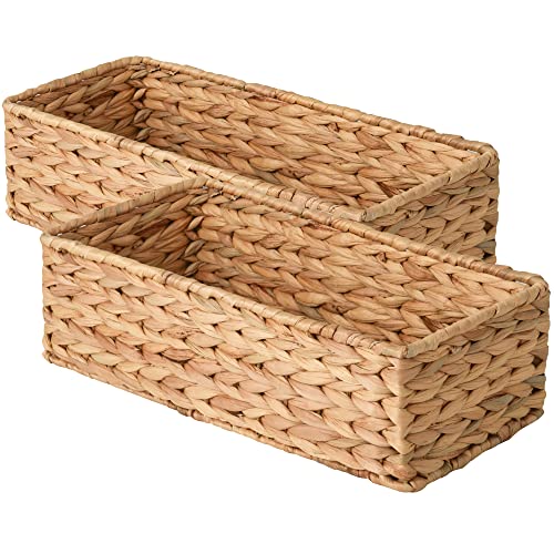 StorageWorks Toilet Tank Basket for Bathroom, Water Hyacinth Storage Baskets for Toilet Tank Top, 2-Pack - color: Natural(Water Hyacinth), size: 15 ¾"L x 6 ½"W x 4 ¼"H