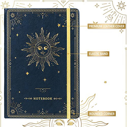 Artfan Ruled Notebook/Journal – Premium Thick Paper Faux Leather Classic Writing Notebook with Pocket + Page Dividers Gifts, Banded, Large, 144 Pages, Hard Cover, Lined (5.8''x 8.4'') - Blue - color: BLUE