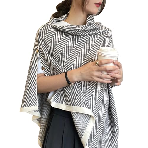Shawl Wraps for Women, Cute Knitted Shawls and Wraps Cardigan Cape Shoulder Top Sweater Shawl Scarf (Light gray)