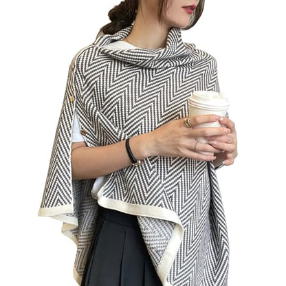 Shawl Wraps for Women, Cute Knitted Shawls and Wraps Cardigan Cape Shoulder Top Sweater Shawl Scarf (Light gray)