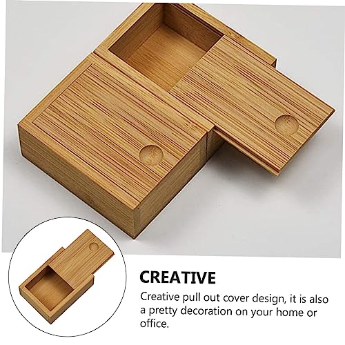 Bamboo Pull-out Lid Storage Box Chic Jewelry Case Retro Decorative Organizer for Home and Office Practical Desktop Decor