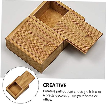 Bamboo Pull-out Lid Storage Box Chic Jewelry Case Retro Decorative Organizer for Home and Office Practical Desktop Decor