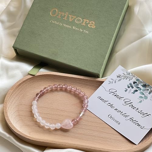 Birth Flower Crystal Bracelets for Women, Handmade Natural Gemstone Stretch Jewelry with Healing & Positive Energy - color: Jan. Carnation & Quartz