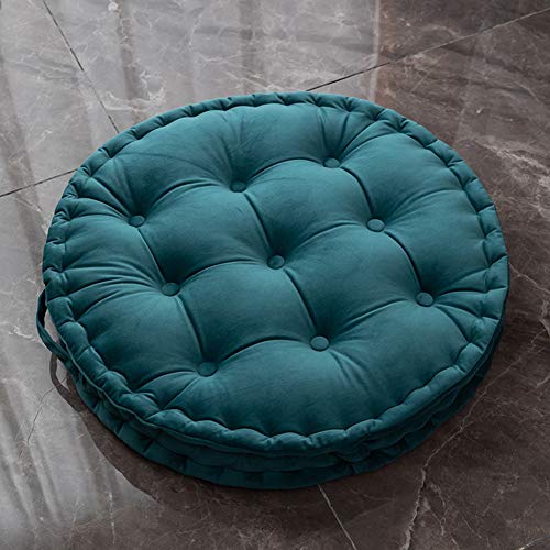 vctops Round Floor Pillow with Handle Solid Thick Chair Cushion Super Soft Comfy Seat Cushion Meditation Cushion for Yoga Living Room Sofa Balcony Outdoor (Peacock Blue, Diameter 24") - color: Peacock Blue