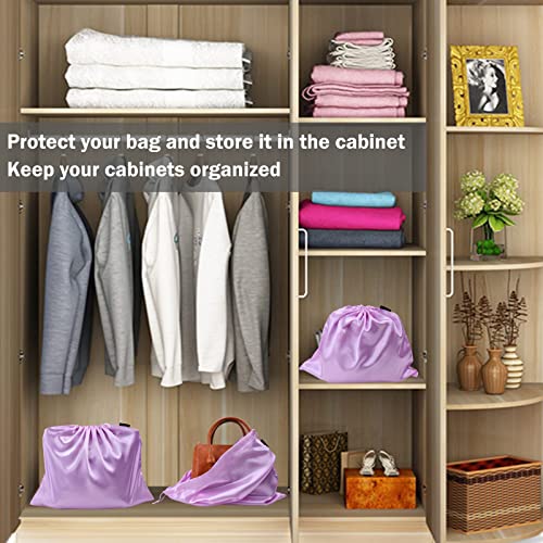 2 Pack Dust Bags for Handbags Silk Dust Cover Bag for Handbags Purses Shoes, Dustproof Drawstring Bag Travel Storage Pouch (Purple) - color: Purple